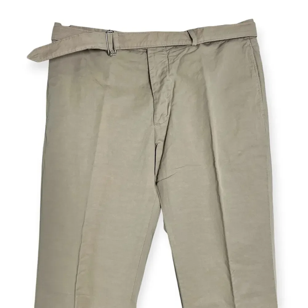 Officine Generale Paul Pant SIZE 50 US 34 Burnt Sand Cotton Linen Unhemmed
